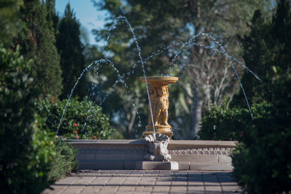Beautiful fountain in garden