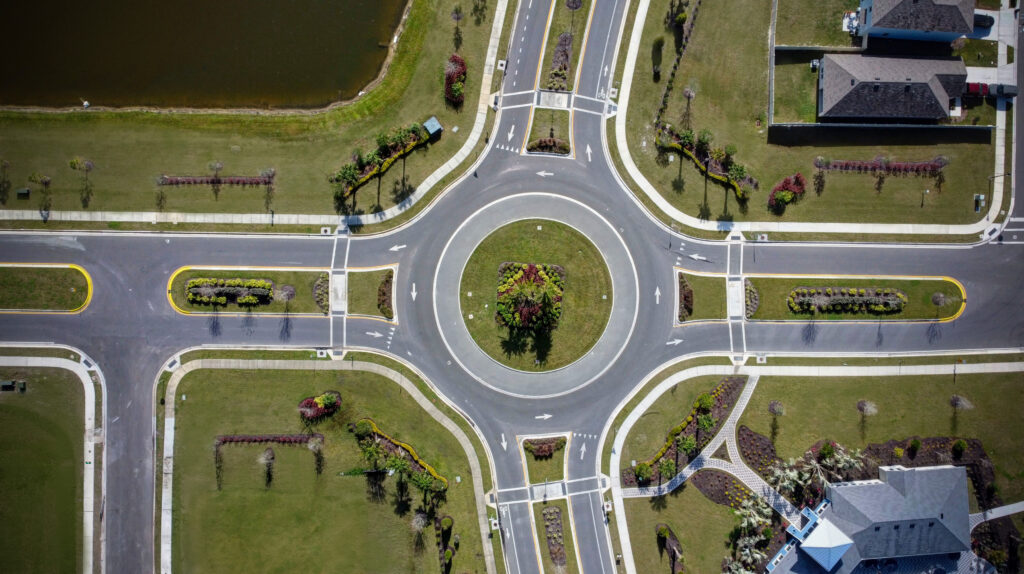 Aerial view of traffic circle