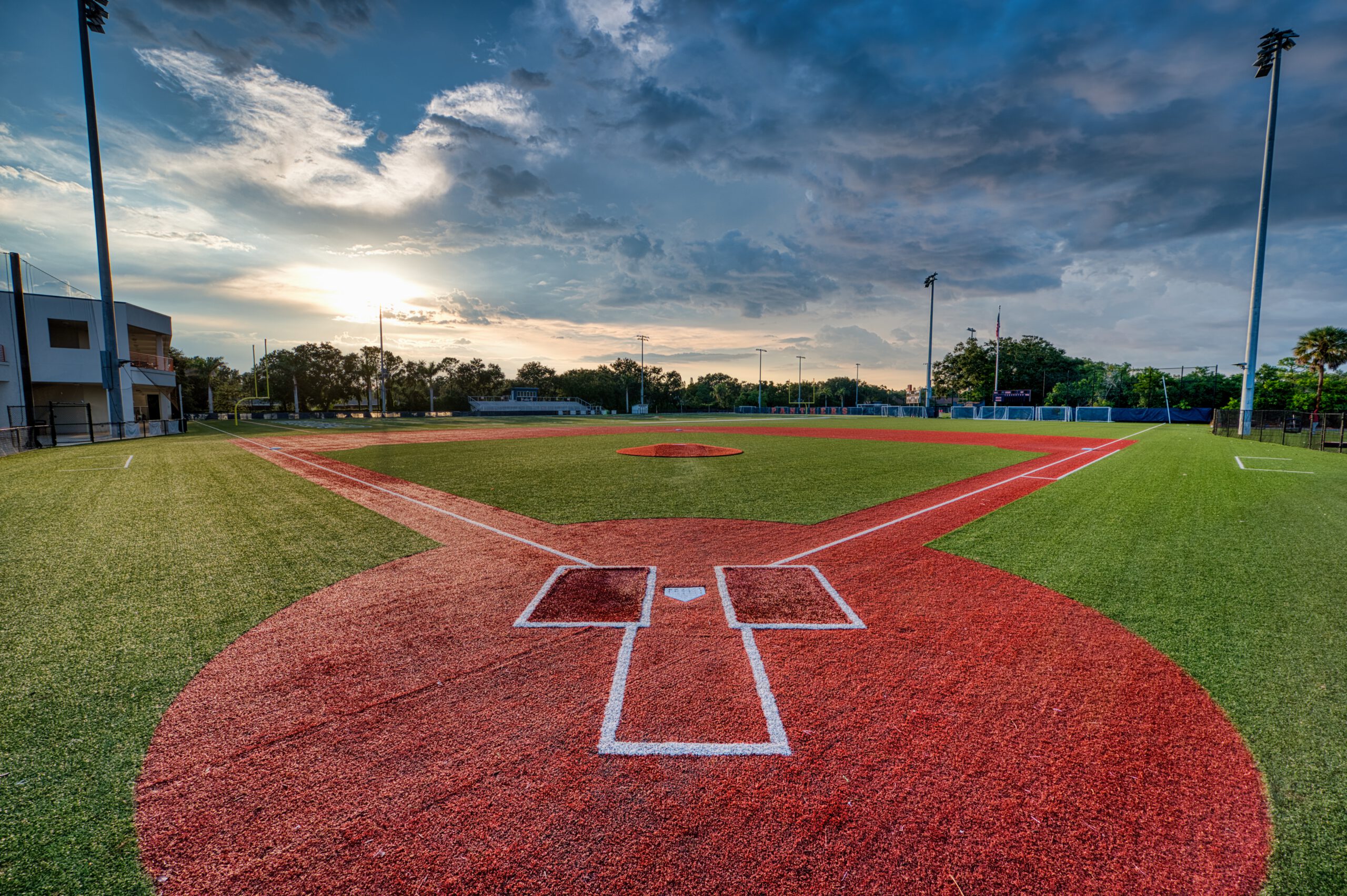 Baseball field at dusk